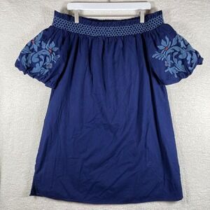 embroidered off shoulder dress beachlunchlounge XL floral puff sleeve shift boho